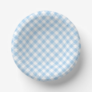 Bols En Carton Retro Gingham Bleu Bébé 
