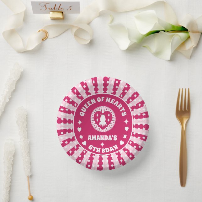 Bols En Carton Retro Magenta Reine Des Coeurs Anniversaire (Mariage)
