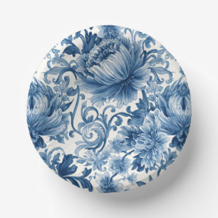 Bols En Carton Rêves bleus Chinoiserie aquarelle florale blanch