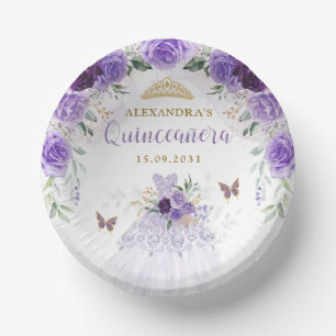 Bols En Carton Robe Lavender Gold Quinceanera 15e anniversaire