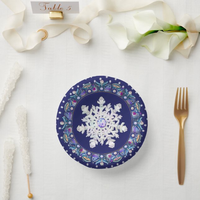 Bols En Carton Rosace bleue et flocon de neige (Mariage)
