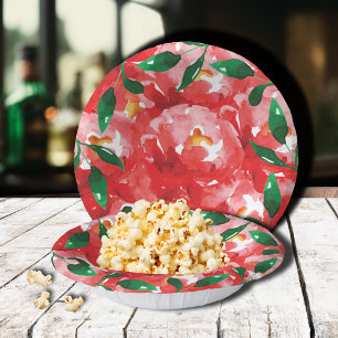 Bols En Carton Roses Rouges Feuilles Vertes