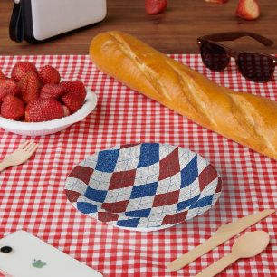 Bols En Carton Rouge, Blanc & Bleu Argyle 4 Juillet Paillettes
