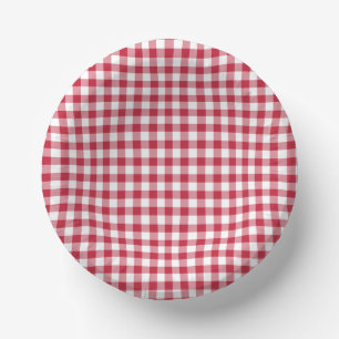 Bols En Carton Rouge Cerise Gingham Classique
