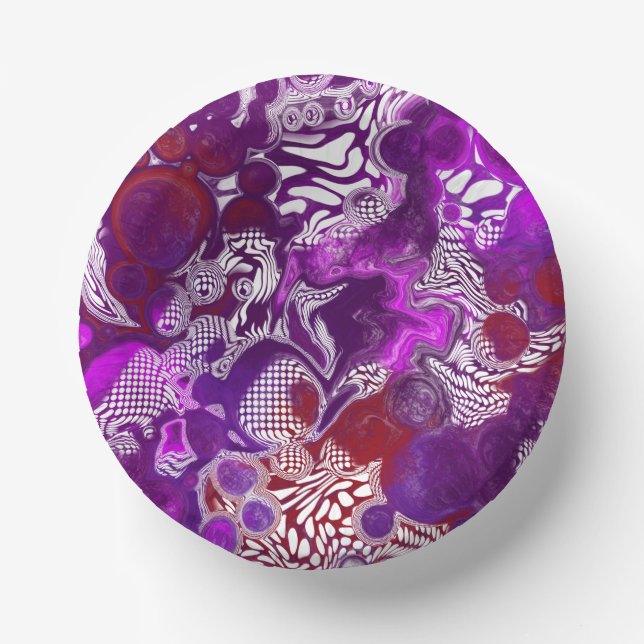 Bols En Carton Rouge violet Abstrait Marbre moderne Fluid Art (Recto)