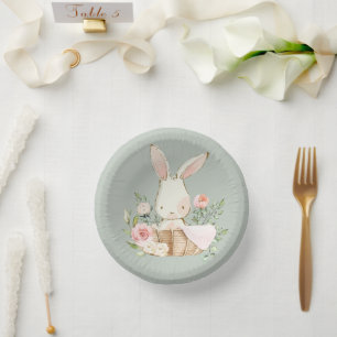 Bols En Carton Sage Vert Aquarelle Lapin Bois