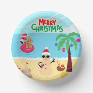 Bols En Carton Scène de Noël de plage