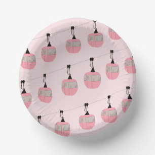 Bols En Carton Skieurs retro Blush Pink Gondola Ascenseur