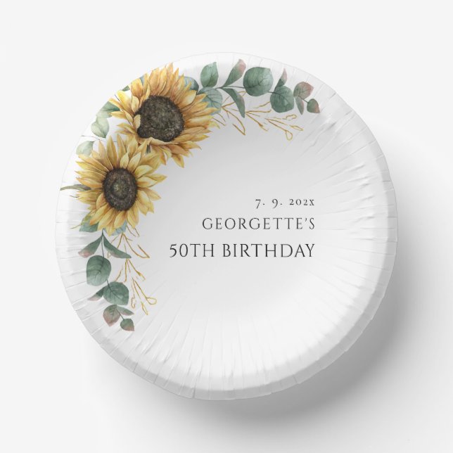 Bols En Carton Sunflower florale Eucalyptus 50e anniversaire (Recto)