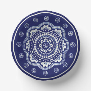 Bols En Carton Talavera bleu et blanc Cinq