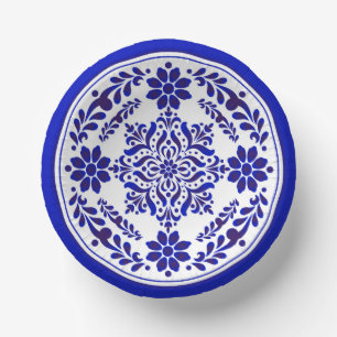 Bols En Carton Talavera trois bleu et blanc