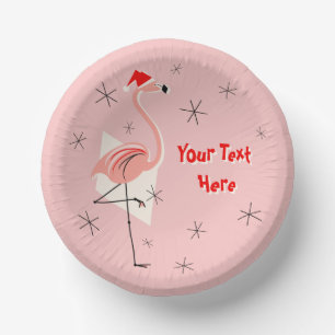 Bols En Carton Texte rose Père Noël Flamant rose
