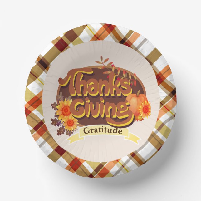 Bols En Carton Thanksgiving Retro Plaid (Recto)