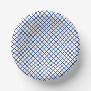 Bols En Carton Trellis Diamant Bleu Vrai - Blanc