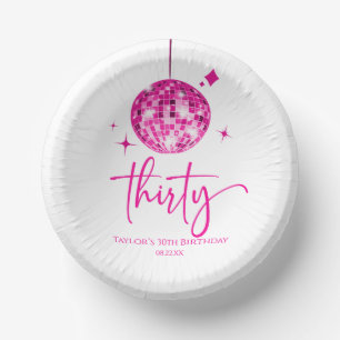 Bols En Carton Trente Pink Disco Ball 30e fête d'anniversaire