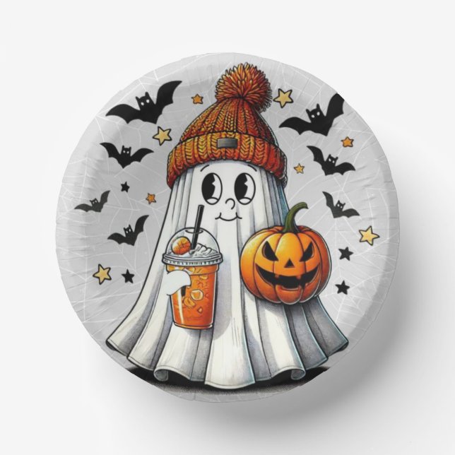 Bols En Carton Tricker Cute Bougie Traiter Le Fantôme D'Halloween (Recto)
