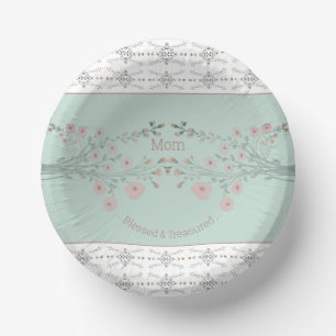 Bols En Carton Turquoise Lumière Avec Floral Rose Rosy
