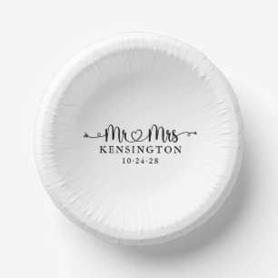 Bols En Carton Typographie de script Personnalisé M. Mme Mariage