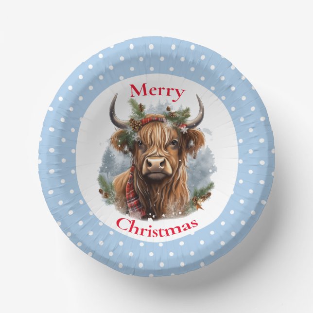 Bols En Carton Vache de Noël Blue Highlander (Recto)