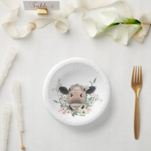Bols En Carton vaches nez baiser fleurs aquarelle gris animal de 