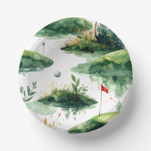 Bols En Carton Vert de putting de golf avec drapeau rouge