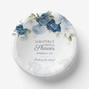 Bols En Carton Vert floral Aquarelle Bleu Fleurs blanches