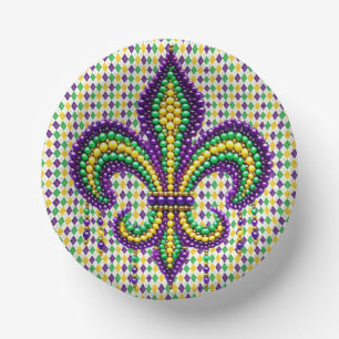 Bols En Carton Vert jaune pourpre Mardi Gras fleur de lis