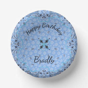Bols En Carton Western Paisley Blue Bandana Custom