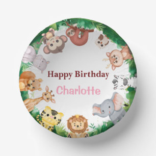 Bols En Carton Wild One Cute Animaux zoo fête d'anniversaire