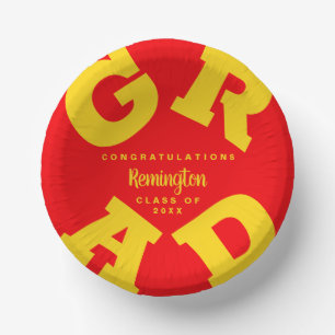 Bols En Carton Yellow on Red Félicitations Graduation