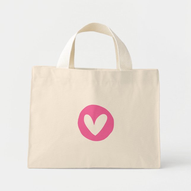 Bolsa com Design de Coração Rosa  Mini Stoffbeutel (Vorne)