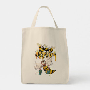 Bolsa de tela con abejas graciosa tragetasche
