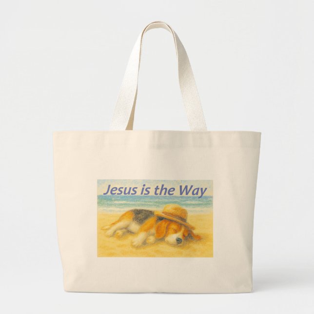 Bolsa tela Beach with a Hat - "Jesus is the Way" Jumbo Stoffbeutel (Vorne)