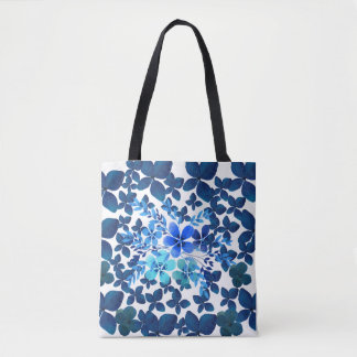 BOLSO DE TELA AZUL CON FLORES TASCHE