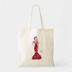 Bolso De Tela Camiseta Flamenca con traje rojo y m Tragetasche