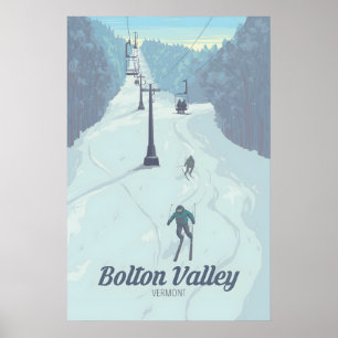 Bolton Valley Vermont USA Skigebiet Reiseplakat Poster