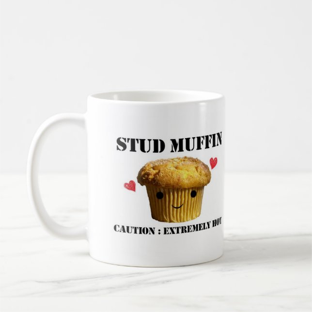 Bolzen-Muffin-klassische weiße Tasse (Links)