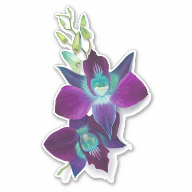 Bom bleu Dendrobium Orchid Sticker Kiss-cut (Devant)