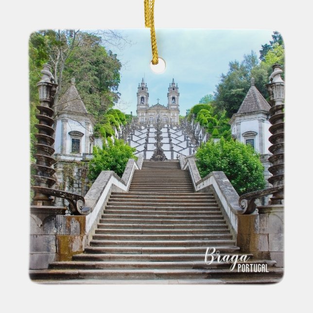 Bom Jesus Braga Heiligtum Foto mit Gebet Keramikornament (Vorderseite)