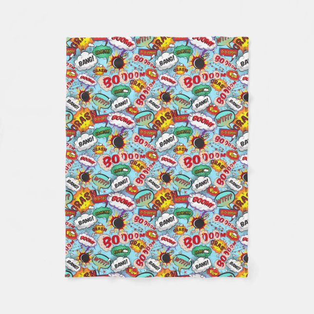 Bomb-Comic-Muster Fleecedecke (Vorderseite)