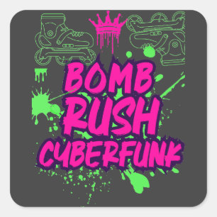 Bomb Rush Cyberfunk – Neon-Straßen-Graffiti-Vibes Quadratischer Aufkleber