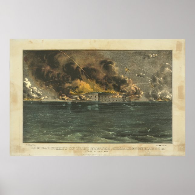 Bombardierung von Fort Sumter durch Ives Poster (Vorne)