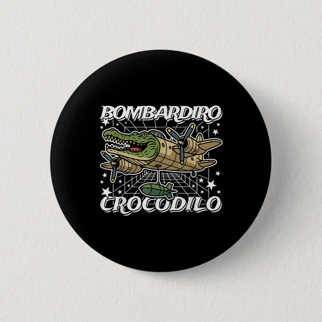 Bombardiro-crocodilo Italienisch-Hirnrot keine sch Button (Vorderseite)