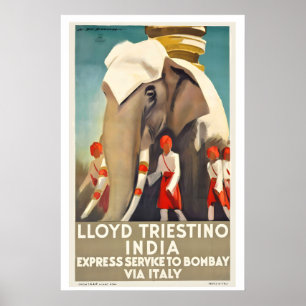 Bombay India Express Dienst nach Bombay über Itali Poster