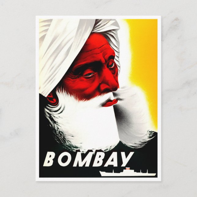 Bombay India Vintage Reise Postkarte (Vorderseite)