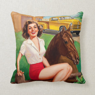 BOMBEN-SCHLECHTE MÄDCHEN Retro Farmmädchen u. Kissen