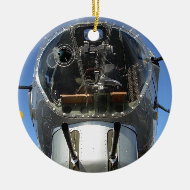 Bomber-Drehkopf-SitzFoto-Verzierung der Nasen-B-17 Keramik Ornament (Vorne)