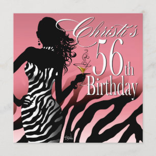 Bombshell Zebra 56. Überraschung Geburtstagsparty Einladung