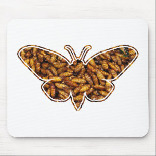 Bombyx Mori Silk Moth Life Cycle Silhouette Mousepad