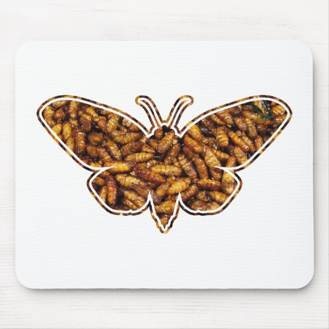 Bombyx Mori Silk Moth Life Cycle Silhouette Mousepad (Vorne)